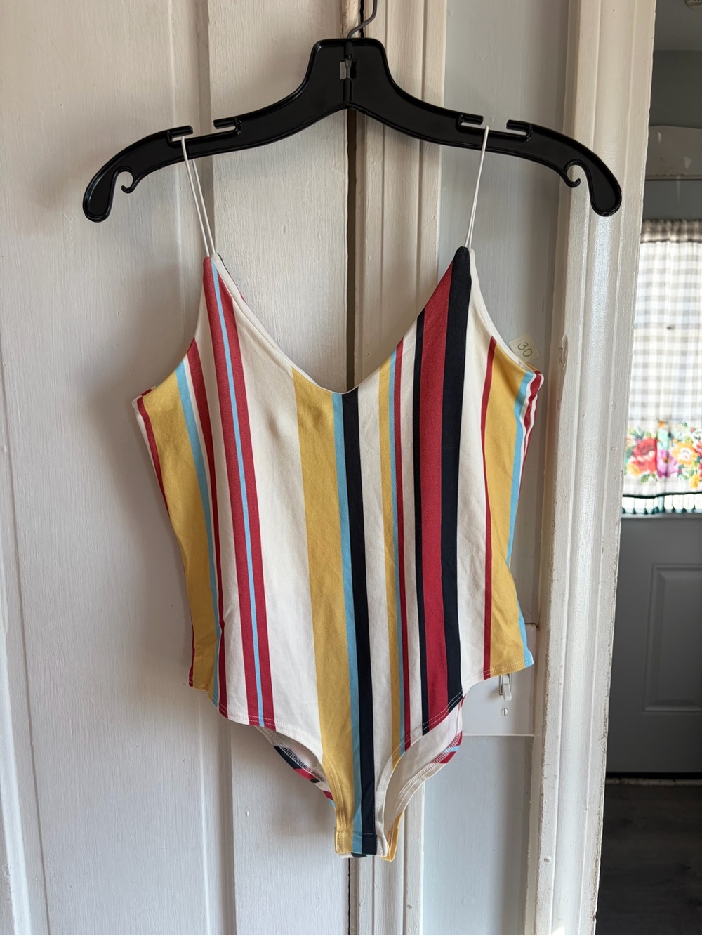gaze Multicolor Striped One-Piece in Yellow, Red, Blue, Cream, Black